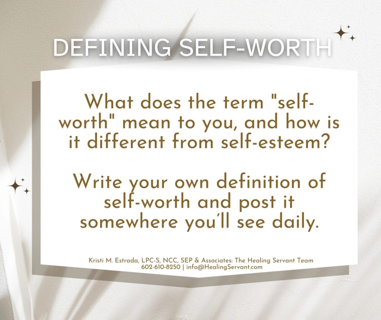 Self-worth definition and reflection exercise image.
