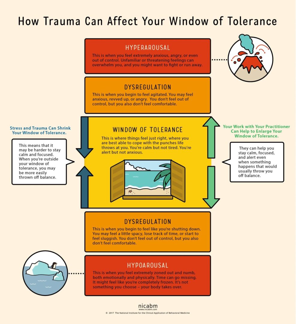 Infographic on trauma's impact on emotional regulation.