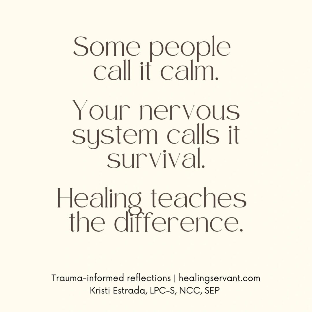 Text about calm and nervous system survival.